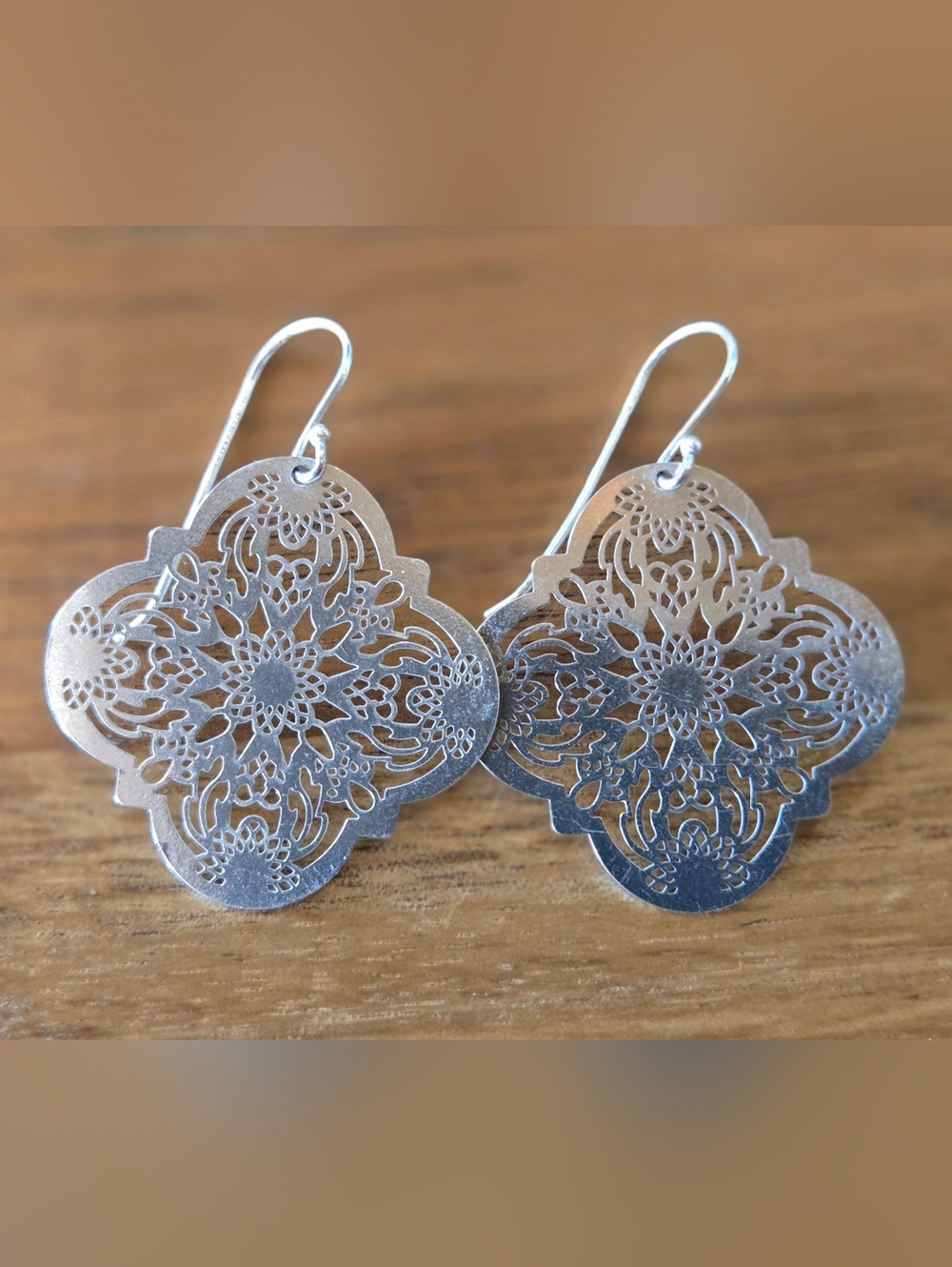 Nordstrom Silver Filigree Flower Drop Earrings